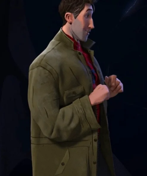 Spider Man Into The Spider Verse Peter B Parker Green Cotton Coat On Sale