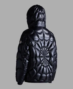 Spiderman Black Puffer Hooded Jacket back look