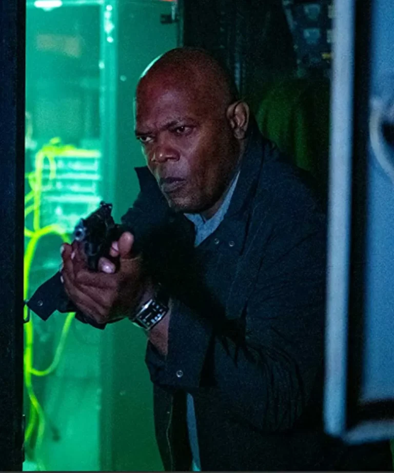 Spiral Samuel L Jackson Black Cotton Field Jacket