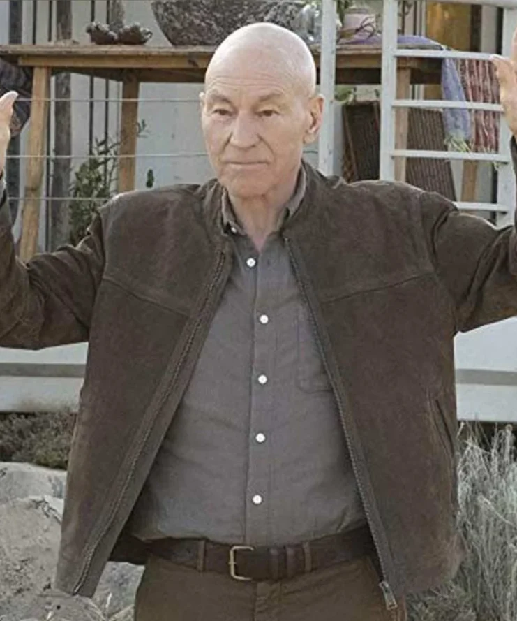 Star Trek Patrick Stewart Picard S01 Brown Leather Jacket