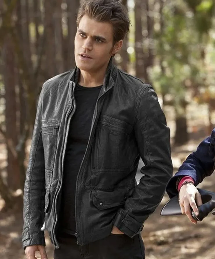 Stefan Vampire Diaries Black Real Leather Jacket