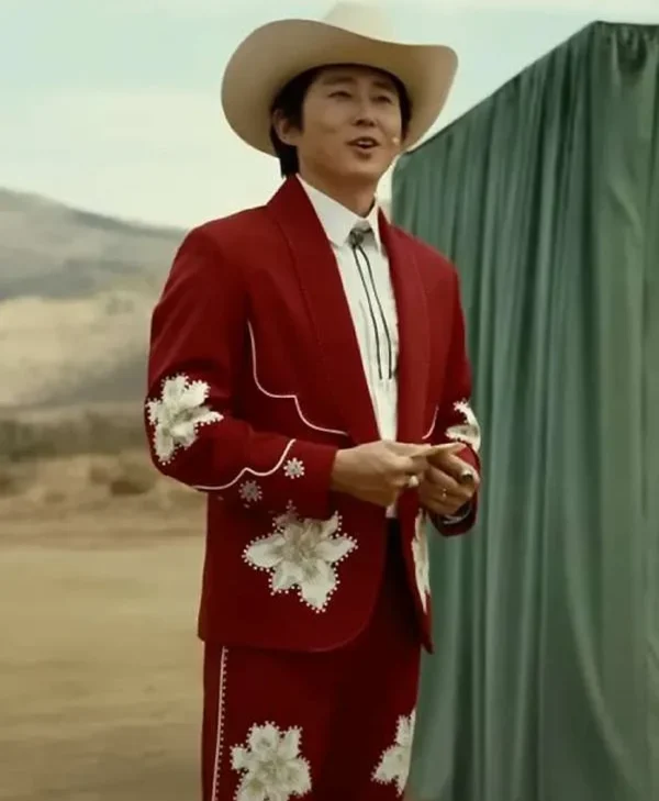 Steven Yeun Nope 2022 Cowboy Red Suit