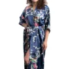 Stylish Blue Falling Flower Robe