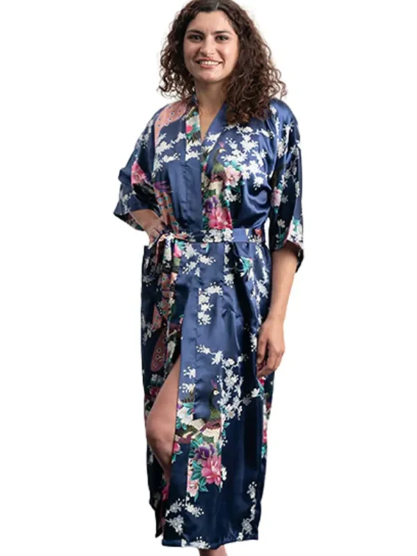 Stylish Blue Falling Flower Robe