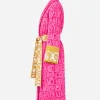 Pink Versace robe with luxurious satin finish and shawl collar