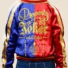 Suicide Squad Harley Quinn Satin Bomber Varsity Jacket back look