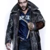 Suicide Squad Jai Courtney Black Leather Shearling Long Coat