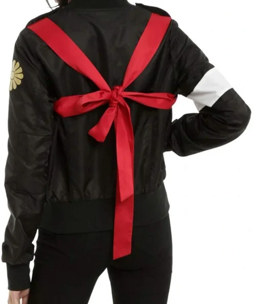Suicide Squad Katana Black Satin Varsity Bomber Jacket back look