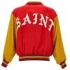 Sunghoon Red Varsity Jacket back look