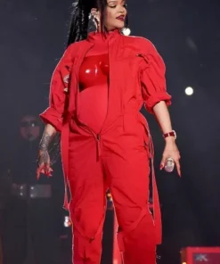 Rihanna Super Bowl Red Cotton Outfit