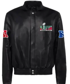 Super Bowl LVII Bomber Black Leather Jacket