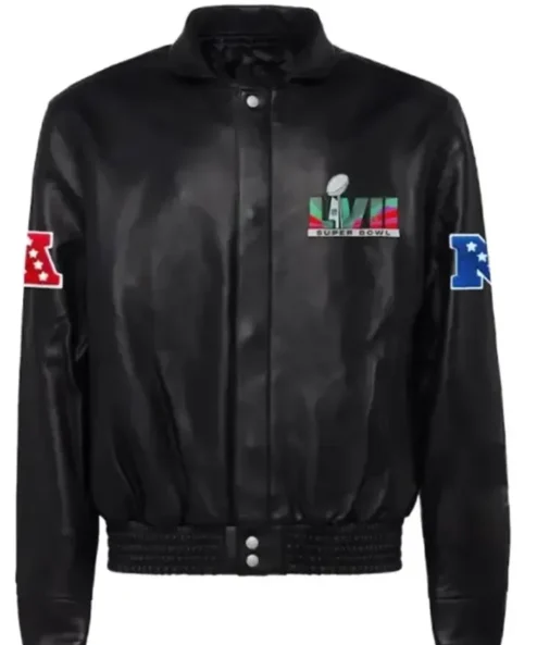 Super Bowl LVII Bomber Black Leather Jacket