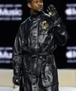 Super Bowl LVIII Usher Black Leather Coat