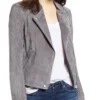 Supergirl Season 06 Nia Nal Grey Motorcycle Suede Leather Jacket Front