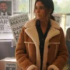 Superman and Lois Lana Lang Brown Leather Long Sherpa Coat