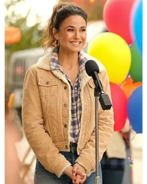 Superman and Lois Lana Lang Cushing Brown Sherpa Zip Up Jacket