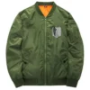 Survey Corps Attack On Titan Polyester Green Bomber Jacket