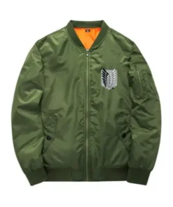Survey Corps Attack On Titan Polyester Green Bomber Jacket