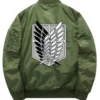 Survey Corps Attack On Titan Polyester Green Bomber Jacket Back