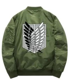 Survey Corps Attack On Titan Polyester Green Bomber Jacket Back
