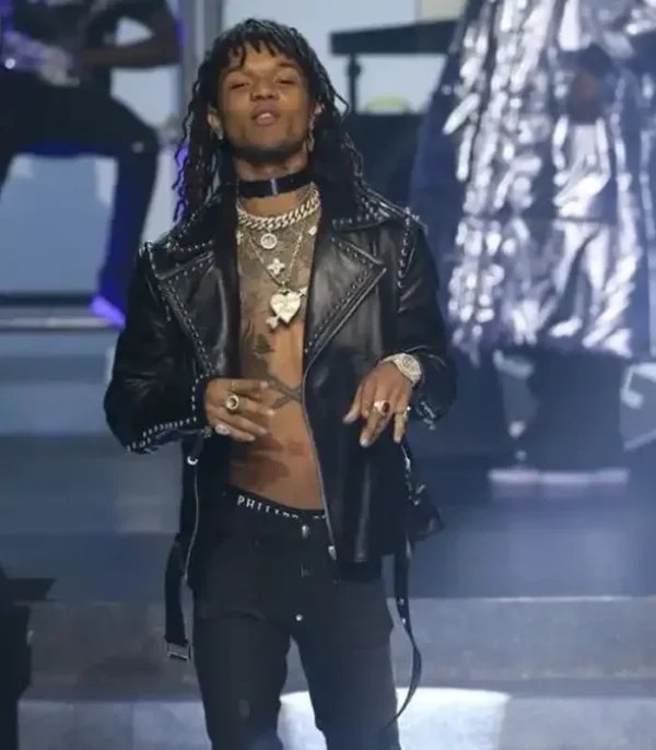 Swae Lee Black Studded Leather Jacket