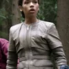 Taylor Russell Lost In Space White Leather Jacket