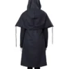 Teagan Croft Titans Black Cotton Hooded Long Coat back look