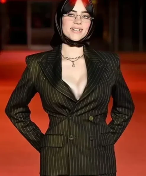 The-Academy-Gala-Billie-Eilish-Black-Pinstripe-Blazer