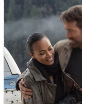 The Adam Project Zoe Saldana Faux Leather Coat