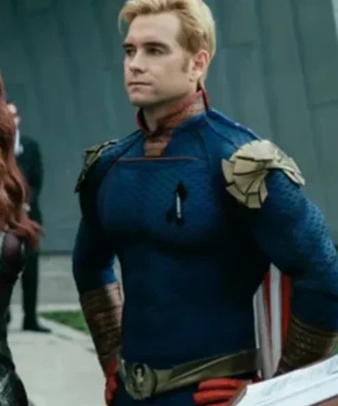 The Boys Laila Robins Blue Erect Collar Coat