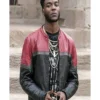 The Chi Reg Taylor Red Faux Black Leather Jacket Front look