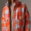 The Chi Tiffany Cotton Orange Checkered Jacket
