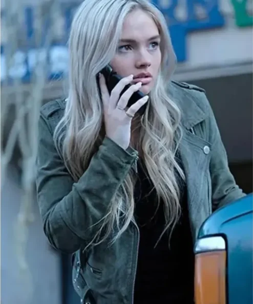 The Gifted Lauren Strucker Gray Leather Biker Jacket 1