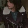 The Girls On The Bus Carla Gugino Maroon Jacket