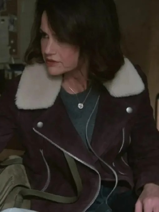 The Girls On The Bus Carla Gugino Maroon Jacket