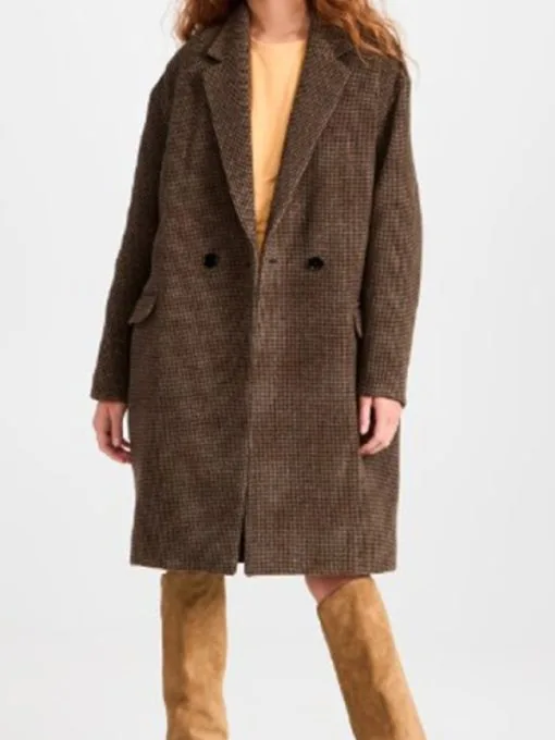 The Girls on the Bus Carla Gugino Brown Wool Coat