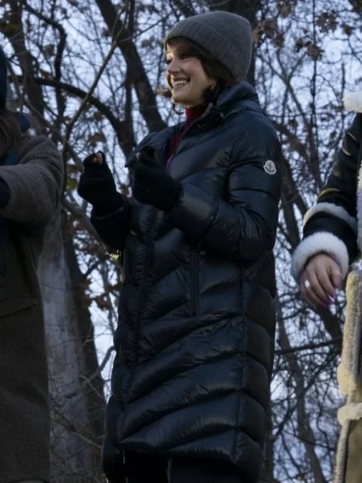 The Girls on the Bus Melissa Benoist Puffer Black Coat