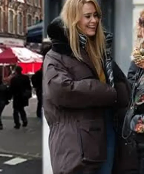 The Goldfinch Xandra Sarah Paulson Puffer Brown Coat