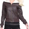 The Harley Quinn Brown Aviator Bomber Leather Jacket