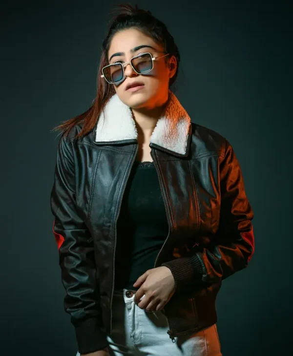 The Harley Quinn Brown Aviator Bomber Leather Jacket
