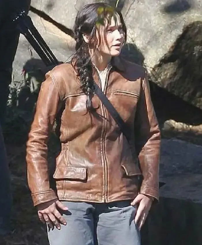 The Hunger Games Katniss Everdeen Real Leather Brown Jacket
