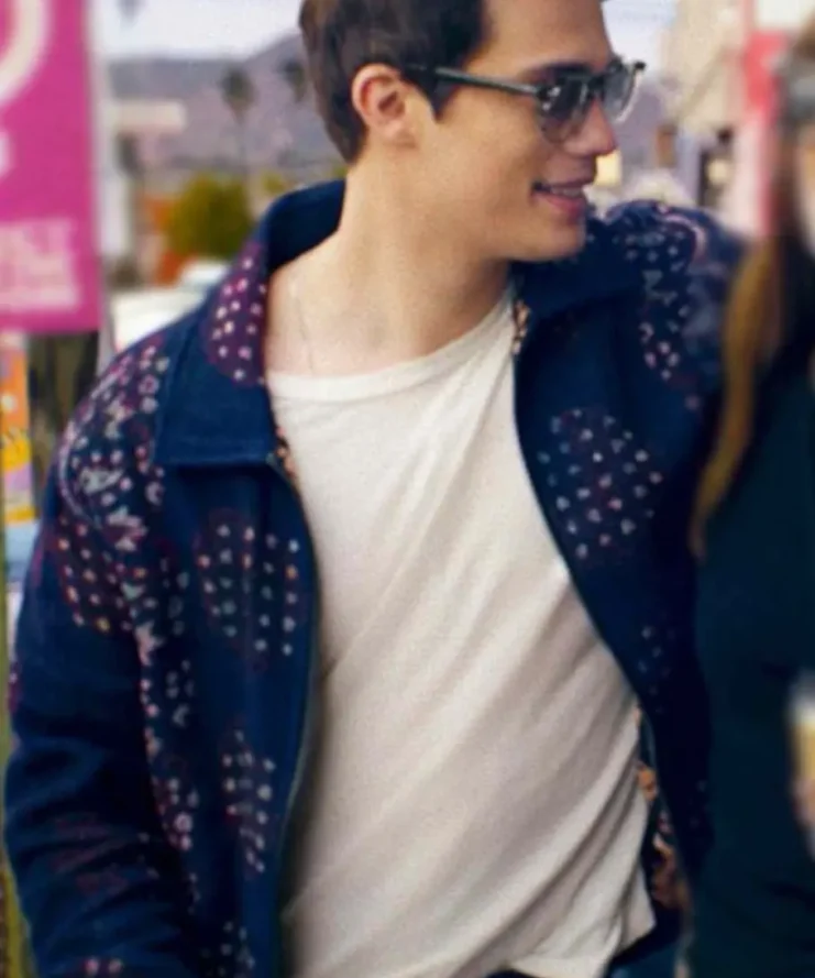 The Idea of You 2024 Nicholas Galitzine Blue Printed Jacket