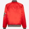 The Kid Laroi Red Letterman Varsity Bomber Satin Jacket back look