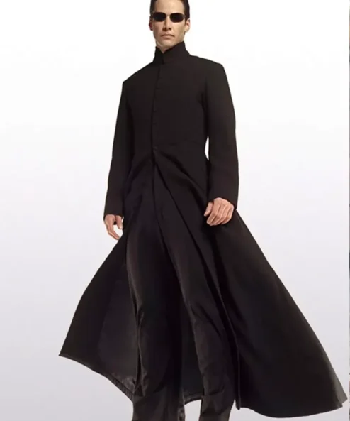 The Matrix Neo Black Leather Duster Coat