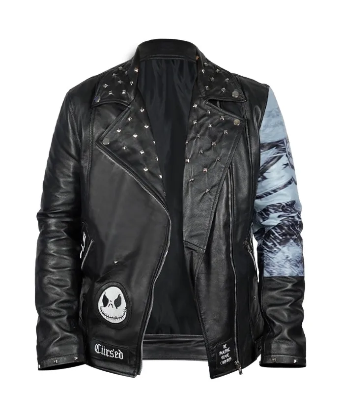 The Nightmare Before Christmas Studded Black Biker Leather Jacket