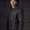 The Vampire Diaries Damon Bomber Leather Jacket