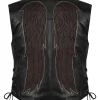The Walking Dead Daryl Dixon Black Leather Vest with Angel Wings Patches