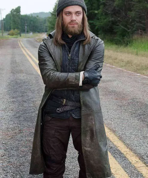 The Walking Dead Tom Payne Green Leather Coat