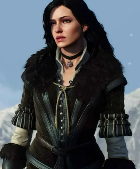 The Witcher 03 Yennefer Black Fur Collar Vest