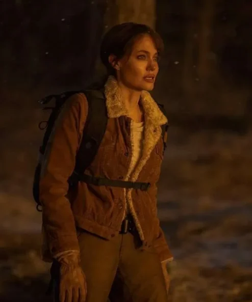 Those Who Wish Me Dead Angelina Jolie Brown Trucker Jacket